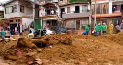 Las fuertes lluvias de este viernes causaron inundaciones en el corregimiento de San Antonio de Prado. FOTO: Cortesía Dagrd