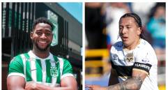 El defensor central Andrés Reyes y el extremo Ian Poveda fueron anunciados como refuerzos de Nacional. FOTOS ATLÉTICO NACIONAL y COLPRENSA