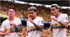 Los futbolistas James Rodríguez, Luis Díaz y Richard Ríos seguro estarán en la convocatoria de Néstor Lorenzo para la doble fecha de junio. FOTO: AFP
