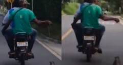 La zarigüeya fue arrastrada varios metros por hombres que viajaban en una moto. Foto: Captura de video