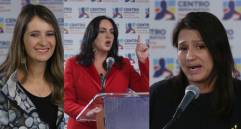 Paloma Valencia, María Fernanda Cabal y Paola Holguín son las tres congresistas que junto a Andrés Guerra y Miguel Uribe Londoño buscan el aval del Centro Democrático para aspirar a la Presidencia en el 2026. Fotos: Colprensa