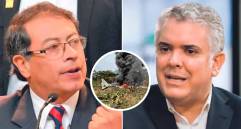 El presidente Gustavo Petro arremetió contra Iván Duque por el avión accidentado. Foto: El Colombiano/Colprensa/AFP