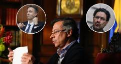 Daniel Quintero e Iván Cepeda buscan el visto bueno de Gustavo Petro para liderar las banderas del Pacto Histórico de cara a unas consultas presidenciales en marzo del año entrante. Fotos: Colprensa