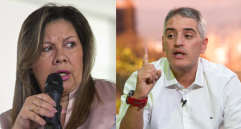 A la izquierda, la fiscal general Luz Adriana Camargo, y a la derecha el gobernador de Antioquia, Andrés Julián Rendón.