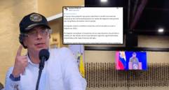 Gustavo Petro fue chiflado en una macrorrueda empresarial realizada en Corferias, Bogotá. FOTOS: Capturas de pantalla/Redes sociales. 