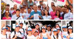 Los aspirantes Luis Bernardo Vélez y Juan David Valderrama duraron entre cuatro y cinco meses recogiendo las firmas de la mano de sus equipos de voluntarios. FOTOS Cortesía