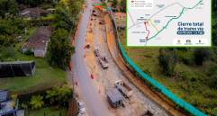 Tramo vial que se está construyendo en el Oriente antioqueño. FOTO: Cortesía