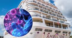 El crucero Ambition fue confinado en Francia producto de un brote de norovirus que es la principal causa de gastroenteritis. Foto: AFP y Getty Images