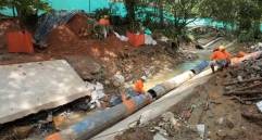Trabajos adelantados en la quebrada Altavista en su paso por Belén. FOTO: Cortesía