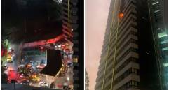 Bomberos Medellín controlaron el incendio registrado en el piso 14 de un edificio en La Asomadera este 7 de diciembre. FOTOS tomadas de Twitter 