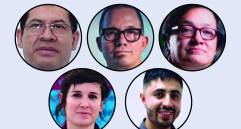 En la fila de arriba: Milver Rojas, Wilmar Mejía y Amelia Pérez; abajo, Tamara Ospina y Pablo Zabala. Foto: Redes sociales.