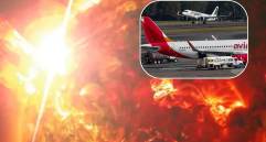 Una erupción solar podría afectar los vuelos en Colombia, según la Aeronáutica Civil. FOTOS: Nasa y Manuel Saldarriaga 