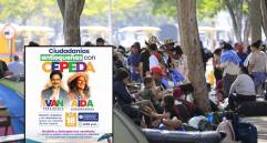 Concejal denuncia que movilización indígena en La Alpujarra es para favorecer concentración del candidato Iván Cepeda. Foto: Camilo Suárez Echeverry y @alejodebedout