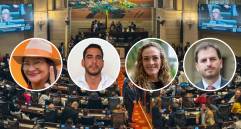 Sandra Ramírez, Álex Flórez, Juliana Gutiérrez y Andrés Forero, algunas de las figuras más relevantes de los partidos y movimientos mencionados. Foto: Archivo/Redes/Cortesía