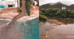 Contaminación en Santa Marta; basura del río Manzanares llega al mar. Foto: captura de video tomada de X @guillerodph