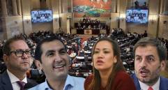 De izquierda a derecha: Lidio García, del Partido Liberal; David Barguil, del Partido Conservador; Carolina Corcho, del Pacto Histórico; y Andrés Forero, del Centro Democrático. FOTOS: COLPRENSA