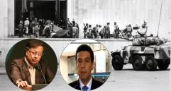 Presidente Gustavo Petro y Manuel Gaona hijo, cruzan versiones sobre la Toma del Palacio. Foto: Colprensa y captura de video