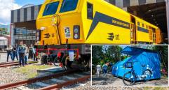 Máquina perfiladora adquirida para el sistema Metro. Y nueva estación de Encicla. Fotos: Manuel Saldarriaga Quintero y Cortesía