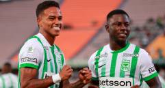 Juan Manuel Zapata y Marino Hinestroza, dos figuras de Atlético Nacional para enfrentar al Sao Paulo. FOTO MANUEL SALDARRIAGA