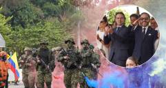 Federico Gutiérrez y Abelardo de la Espriella lanzaron un mensaje a la fuerza pública desde el desfile del 20 de julio en Medellín. Foto: Cortesía Alcaldía de Medellín