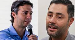 El exalcalde Daniel Quintero y el concejal de Medellín Sebastián López tienen una pelea casada desde hace años, cuando Quintero estaba en La Alpujarra. Fotos: EL COLOMBIANO