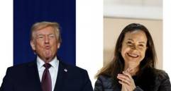 A la izquierda, Donald Trump, presidente de Estados Unidos; a la derecha, María Corina Machado, líder opositora de Venezuela y reciente galardonada con el premio Nobel de Paz. Foto: Getty/Afp.