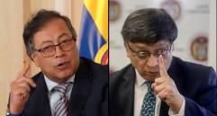 El presidente Gustavo Petro y el presidente de la Corte Constitucional, Jorge Enrique Ibañez. Foto: Presidencia y Colprensa
