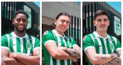 Andrés Reyes e Ian Poveda tienen 26 años, mientras que Elías Cabrera tiene 23. FOTOS CORTESÍA ATLÉTICO NACIONAL