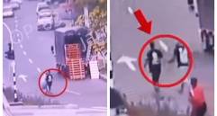 Los dos sujetos captados por una cámara de seguridad del sector, justo antes de arrojar el colchón a la vía pública. FOTO Cortesía X Federico Gutiérrez.