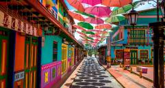 Viajeros recorren destinos rurales como Santa Elena, Guatapé (en la foto) y Jardín, atraídos por la riqueza cultural, paisajística y cafetera de Antioquia. FOTO: Juan Antonio Sánchez
