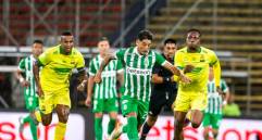 Atlético Nacional, líder de la tabla de posiciones, se mide el viernes ante Once Caldas en el estadio Palogrande, por la última fecha de la Liga Betplay. FOTO CAMILO SUÁREZ 