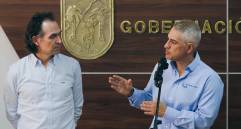 El alcalde de Medellín, Federico Gutiérrez, y el gobernador de Antioquia, Andrés Julián Rendón, hablaron de la situación en Hidroituango con los drones y el riesgo de su visita. FOTO CORTESÍA