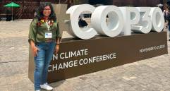 Patricia Suárez, lideresa Murui y asesora de la OPIAC, durante su participación en la COP30 en Belém. FOTO: Cortesía