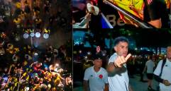 Banderazo de los hinchas en las calles de Barranquilla en la noche previa al partido. Foto: Captura tomada de redes @FCF_Oficial