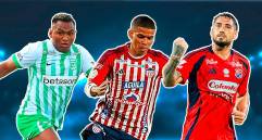 En la imagen aparecen Alfredo Morelos (Nacional), José Enamorado (Junior) y Francisco Fydriszewski (Medellín). FOTO EL COLOMBIANO