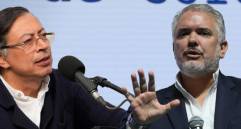 El presidente Petro y el expresidente Duque se enfrentaron en redes sociales por la deuda de Colombia con el FMI. FOTO: Colprensa y Presidencia.