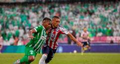 Dos acciones polémicas se presentaron en el duelo de vuelta de la final entre Atlético Nacional y Junior. En la jugada aparece Alfredo Morelos. FOTO JUAN ANTONIO SÁNCHEZ 