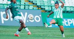 Manuela González marcó para el verde en su visita al Deportivo Cali, por el duelo de ida de la semifinal de la Liga Femenina. FOTO CORTESÍA ATLETICO NACIONAL 