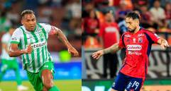 Alfredo Morelos (Nacional) y Francisco Fydriszewski (DIM), dos delanteros de alto vuelo para el clásico paisa. FOTO CAMILO SUÁREZ