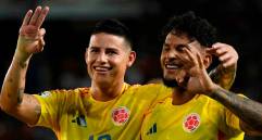 James Rodríguez, Luis Suárez y Jefferson Lerma, los colombianos seleccionados en el once ideal de la Eliminatoria, según elección de Conmebol. FOTO CORTESÍA FCF 
