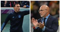 Lionel Scaloni y Luis de La Fuente, alumno y maestro se cruzan en la definición de título mundial. FOTOS AFP