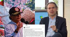 El presidente Gustavo Petro y el alcalde de Medellín, Federico Gutiérrez, tuvieron un nuevo cruce de palabras, esta vez por los temas del escrutinio y el ingreso de abogados a Plaza Mayor. FOTOS: EL COLOMBIANO
