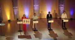 Los candidatos Aníbal Gaviria, Vicky Dávila, Juan Manuel Galán y David Luna. FOTO: Camilo Suárez, EL COLOMBIANO