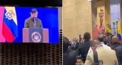 Gustavo Petro fue chiflado en una macrorrueda empresarial realizada en Corferias, Bogotá. FOTOS: Capturas de pantalla 