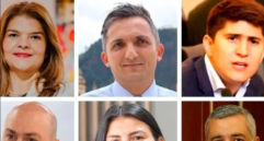 Los congresistas investigados por la Corte son Juan Pablo Gallo, Julián Peinado, Liliana Bitar, Wadith Manzur y Karen Manrique, además del excongresista Juan Diego Muñoz. Fotos: El Colombiano | Red social X | Cámara de Representantes