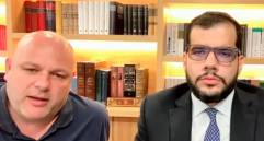 Miguel Quintero y Santiago Trespalacios, durante una audiencia celebrada de forma virtual por el caso AMVA-bomberos de Itagüí. FOTO: IMAGEN TOMADA DE AUDIENCIA