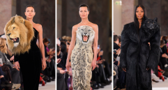 Tres trajes de todo un desfile que generaron más conversación que la pasarela misma. FOTOS: EFE