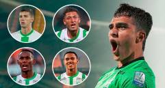 En la imagen aparecen, en su orden, Simón García, Andrés Salazar, Royer Caicedo, Cristian Uribe y, en primer plano, Juan Manuel Rengifo. FOTOS @NACIONALOFICIAL