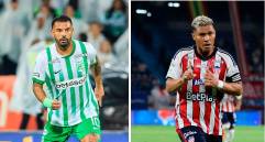 Edwin Cardona puede ganarle una segunda final a Junior tras haberlo vencido en 2014. Por su parte, Teófilo Gutiérrez quiere ganar su séptimo título con el equipo tiburón. FOTO Camilo Suárez y Colprensa