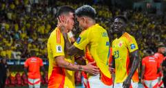 James Rodríguez, Luis Díaz y Dávinson Sánchez, tres bastiones en el equipo que orienta el argentino Néstor Lorenzo. FOTO getty